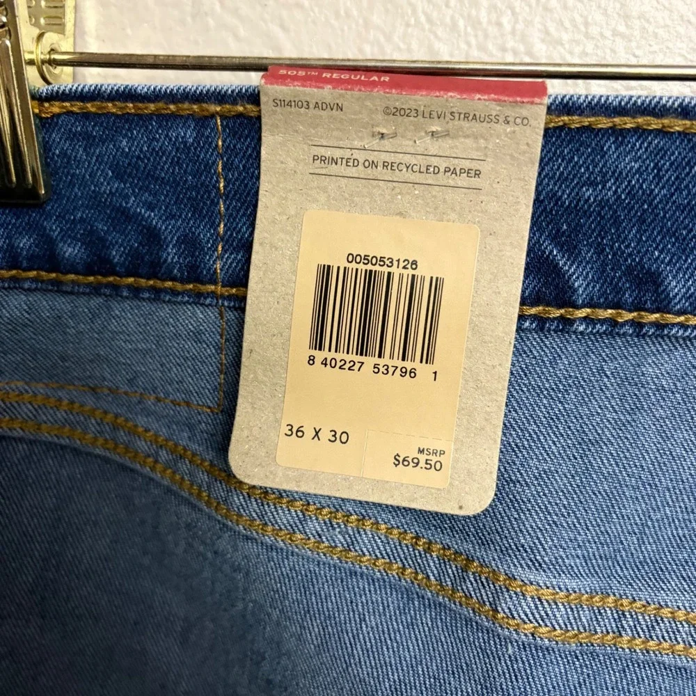 Levi's 505 Regular Fit Jeans 36x30 Blue Denim Stretch Straight Leg